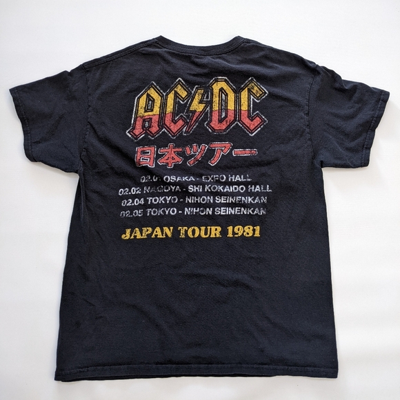 Vintage AC/DC 1981 Japan Tour Black Tshirt, Size Large - Picture 2 of 4